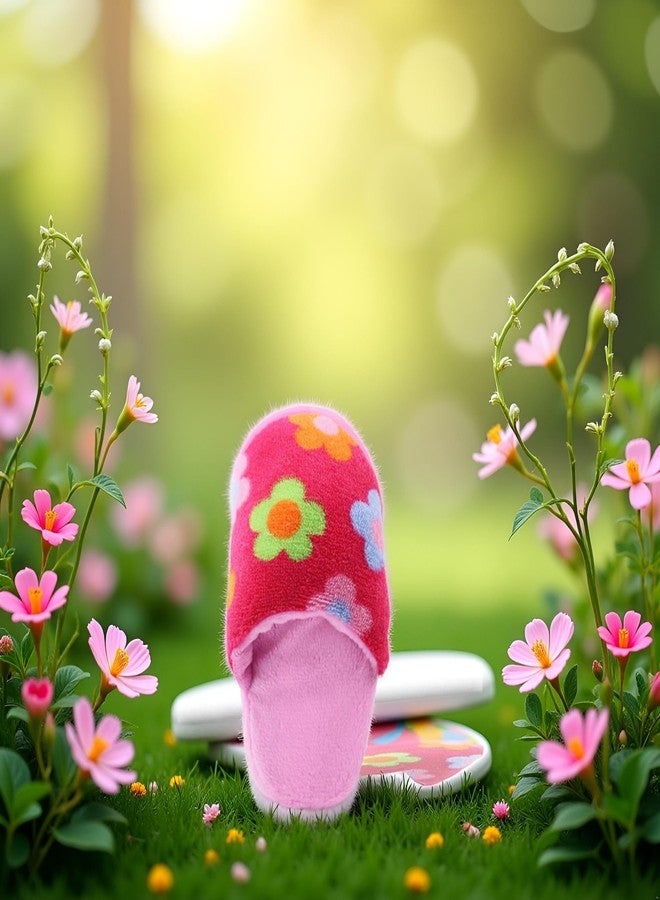 Tustao Pink Flowers Cute Pet Puppy Dog Cat Slipper Shape Plush Chew Play Toy Flip-Flops Squeaky Toys Dog Squeak Toys Pet Supplies - Image 3